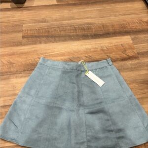 BCBGeneration Suede-Look Circle Skirt in Dusty Blue